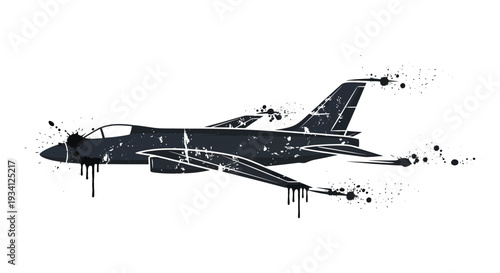 Jet fighter plane with grunge splatter effect