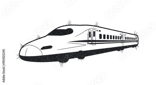 Modern bullet train illustration with textured effect