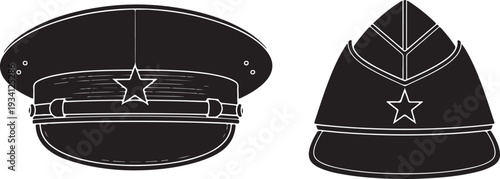 Two police officer hats side by side