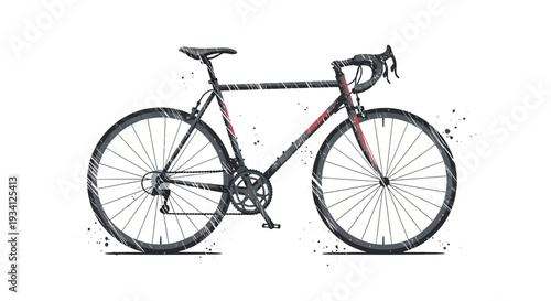 Racing Bicycle, Artistic Paint Splatter Effect, Isolated on White