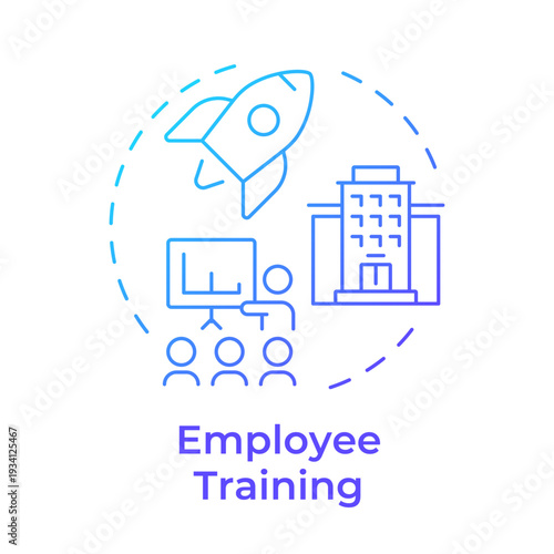 Employee training blue gradient concept icon. Professional development, organizational growth. Round shape line illustration. Abstract idea. Graphic design. Easy to use in presentation, blog post
