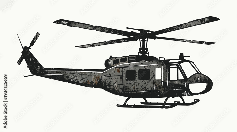 Fototapeta premium Vintage Helicopter Illustration