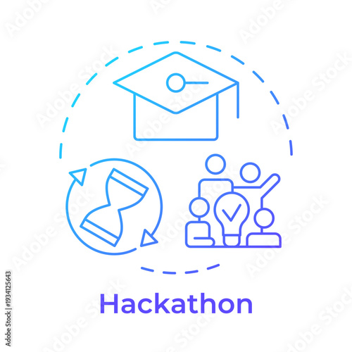 Hackathon blue gradient concept icon. Team collaboration, skill development. Problem solving. Round shape line illustration. Abstract idea. Graphic design. Easy to use in presentation, blog post