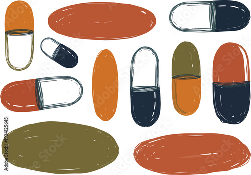 Set of 11 medicine capsule icons vector