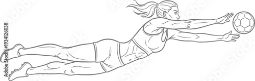 Female volleyball player diving for the ball vector illustration