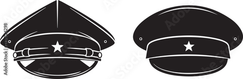 Police officer hats with star emblem on white background