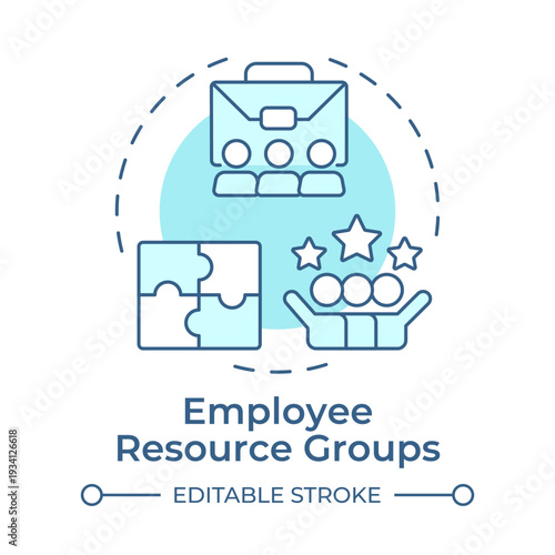 Employee resource groups soft blue concept icon. Provide support and foster inclusion. Employment. Round shape line illustration. Abstract idea. Graphic design. Easy to use in promotional material