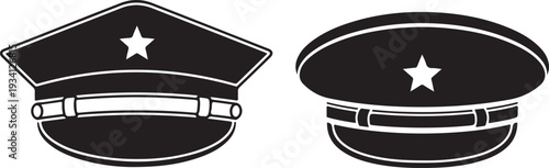 Police officer hats with star emblem