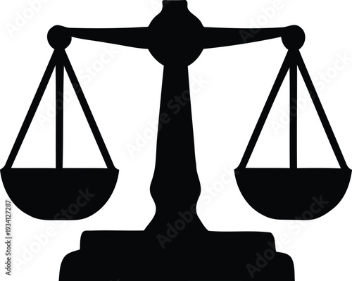 Black silhouette of a balance scale on a white background