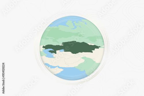Stylized Map of Kazakhstan with Neighboring Areas.