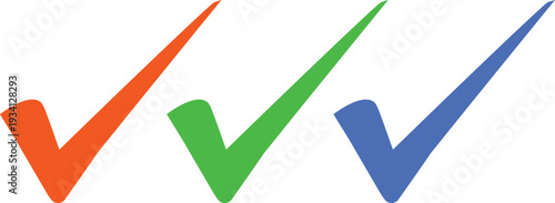 Three colorful checkmarks in orange green and blue