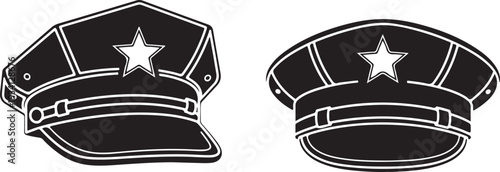 Police officer hats with star badge