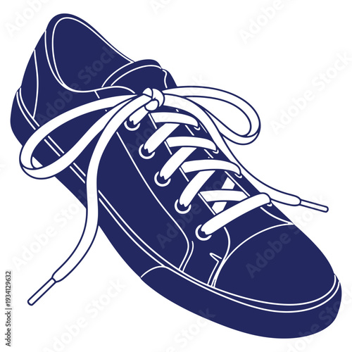 Stylish Blue Sneaker with White Laces on White Background Fashionable Casual Footwear Design for Active Lifestyle
