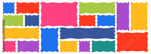 Wavy organic rectangle set with wiggly frames, bubbles, and soft curved shapes. Suitable for modern cards, text highlights, and creative layouts