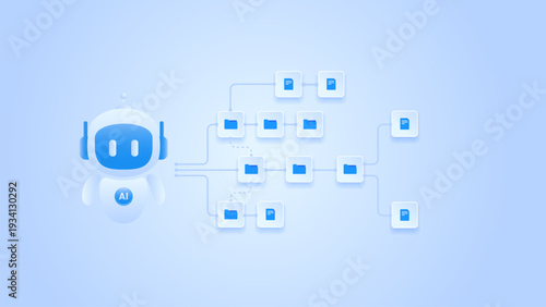 AI workflow automation artificial intelligence.ai agent file management workflow with connected folders and automation flow.
