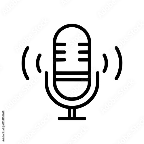 Microphone icon. Sound recording sign and symbol. Podcast equipment for radio and studio. Vector illustration isolated on white background.