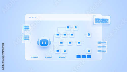 AI workflow automation artificial intelligence.ai agent workflow dashboard with document management, document and automation file processing flow.