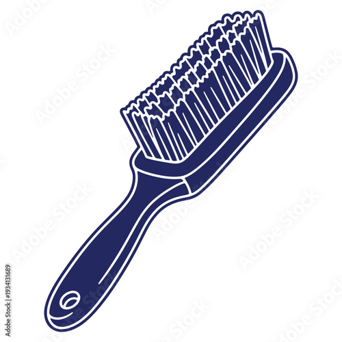 Stylized illustration of a hairbrush for grooming and hygiene with a simple handle design on a white background