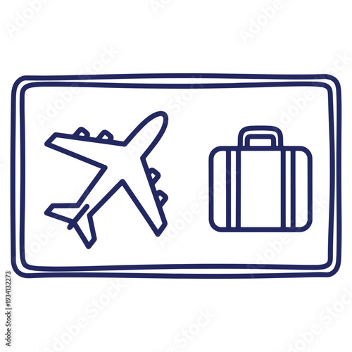Travel icon showcasing airplane and luggage symbolizing journey destination vacation and international trips for flyers exploring new places