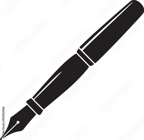 Black fountain pen with white lines on white background