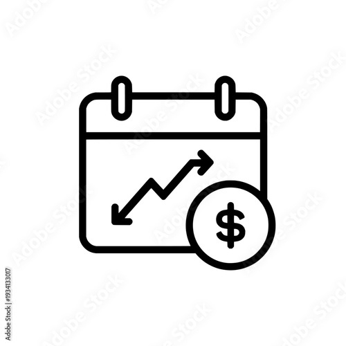 Subscription billing management icon. Recurring payment and membership sign. Calendar with cycle symbol for business service. Vector illustration isolated on white background.