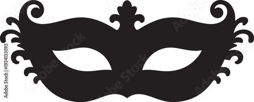 Black masquerade mask with curly black mask curly eye holes