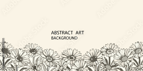 Floral border with sketched daisies against a cream colored background