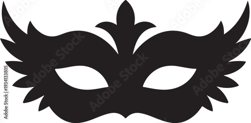 Black masquerade mask with feather black mask feather carnival mask