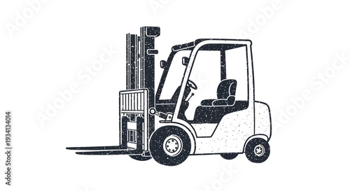 Forklift truck illustration, industrial vehicle, heavy machinery, logistics symbol