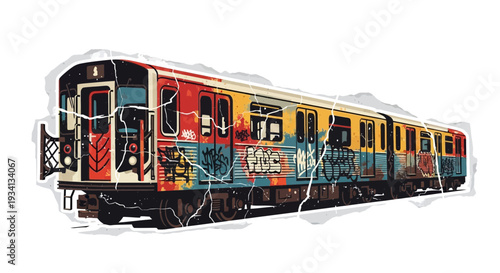 Graffiti Covered Subway Train
