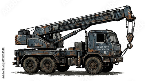 Heavy Duty Truck Crane Illustration