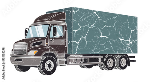 Modern Semi-Truck with Cracked Trailer Texture