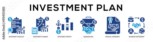 Glyphcolor - Investment Plan web banner vector illustration concept