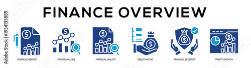 Glyphcolor - Finance Overview web banner vector illustration concept