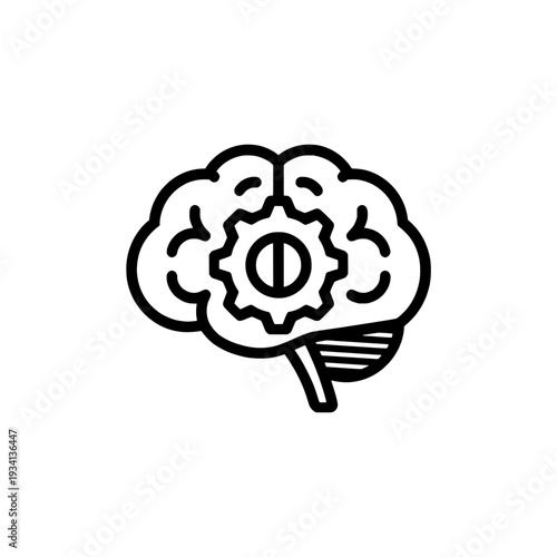 Machine learning training icon. Artificial intelligence brain symbol. Neural network and data processing concept. Vector illustration isolated on white background.