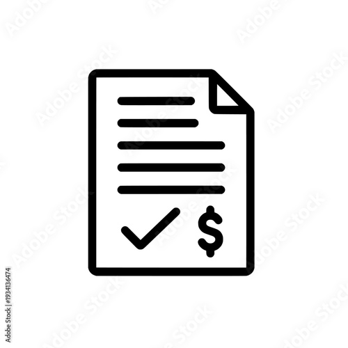 Loan approval process icon. Financial document and money symbol. Credit agreement and mortgage application concept. Vector illustration isolated on white background.