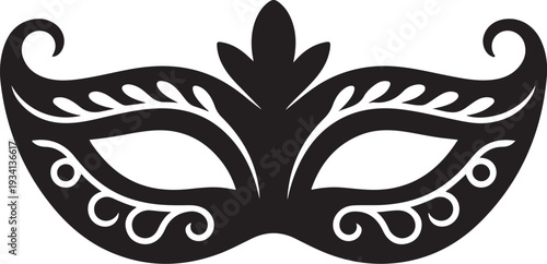 Black masquerade mask with white details carnival