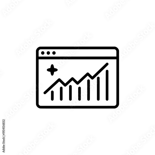 DeFi dashboard analytics icon. Finance data chart and graph symbol. Cryptocurrency trading interface element. Vector illustration isolated on white background.