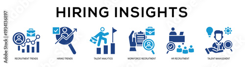 Glyphcolor - Hiring Insights web banner vector illustration concept