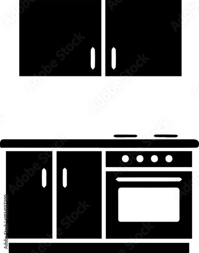 Modern Kitchen Cabinet and Appliance Silhouette