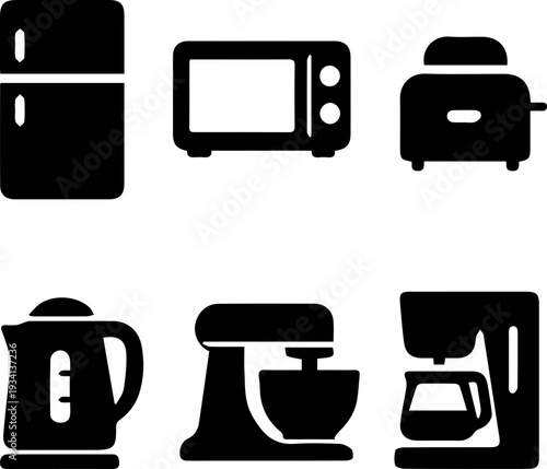 Modern Kitchen Cabinet and Appliance Silhouette