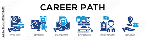 Glyphcolor - Career Path web banner vector illustration concept