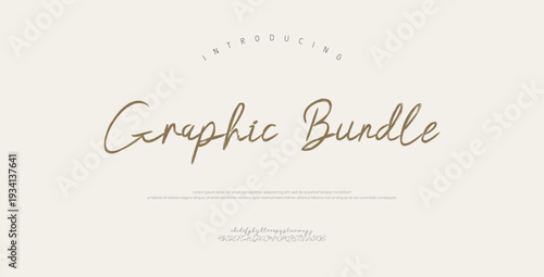 Graphic Bundle, Script Font Uppercase Lowercase and Number. Classic Lettering Minimal Fashion Designs. Typography modern Serif fonts regular decorative vintage concept.
