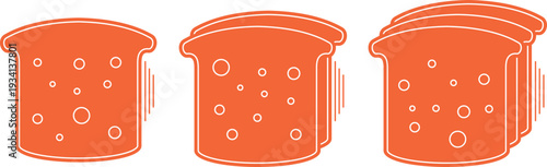 bread cut into even slices, baking and food, orange icons, touch icons