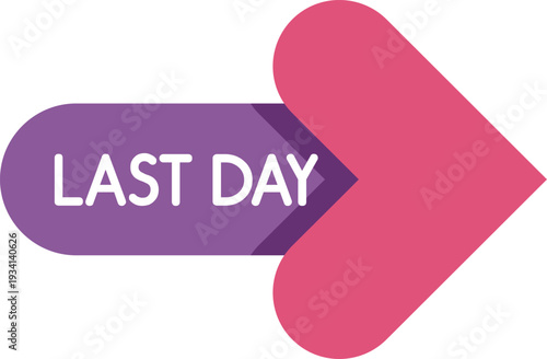 Purple and pink last day banner indicating a limited time sale or promotion