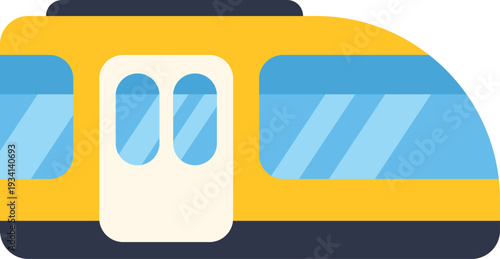 Yellow train car providing public transportation for urban travel