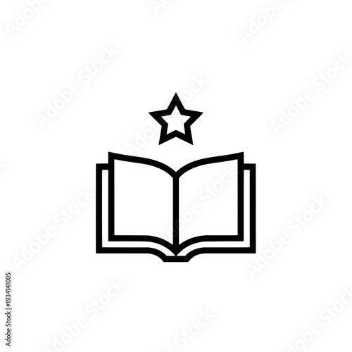 Open book icon. Education and storytelling symbol. Bold outline style for library or school. Vector illustration isolated on white background.