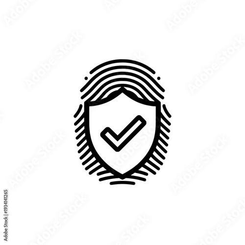 Passwordless authentication icon. Fingerprint and security symbol. Biometric identity verification. Vector illustration isolated on white background.