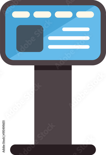 Digital standing interactive terminal showing information or advertisement on its screen