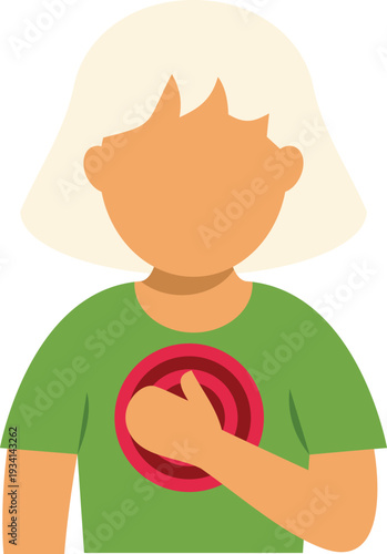 Person experiencing chest discomfort, indicating heart health issues or angina symptoms